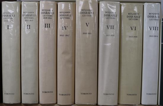 Disraeli, Benjamin - Letters 1815-1864, 8 vols, quarto in djs. Toronto Press 1982-2009